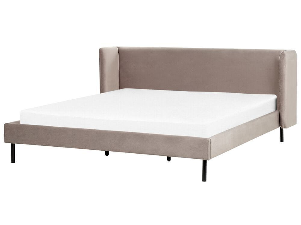 Beliani Zamatová posteľ 180 x 200 cm béžovosivá ARETTE